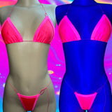 BLACKLIGHT/ UV GLOW Micro Bikinis - Neon Pink Trim