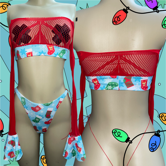 Holiday Fishnet & Flare Thong Sets