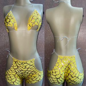 BELLA Short Sets Exotic Dancewear Outfit & Rave Outfit - HOLOGRAPHIC