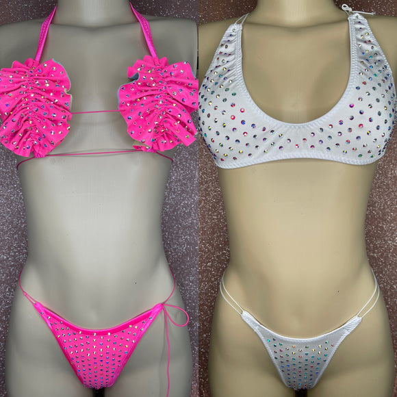 ‼️BULK/WHOLESALE‼️ HALF & HALF - 5 CRYSTAL Ruffle-kinis/5 CRYSTAL Koko Sets