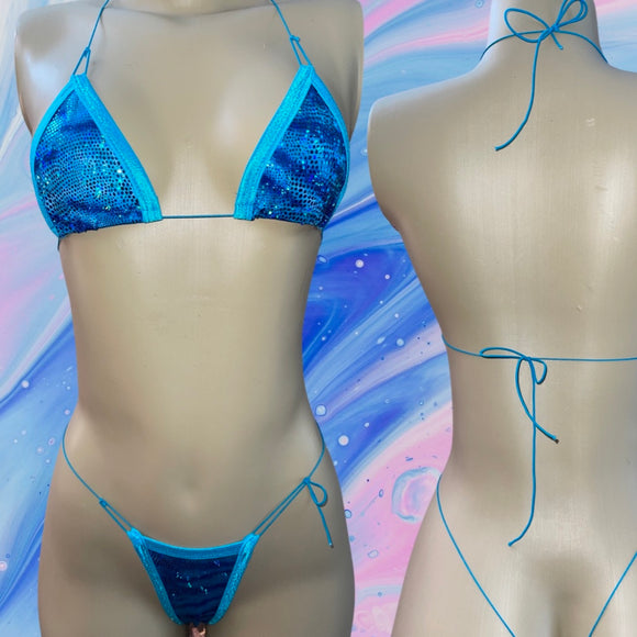 BLUE HOLOGRAPHIC Micro Bikinis