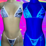 BLACKLIGHT/ UV GLOW Micro Bikinis - White Trim