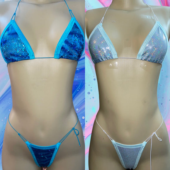 BLUE HOLOGRAPHIC Micro Bikinis