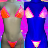 BLACKLIGHT/ UV GLOW Micro Bikinis - Neon Pink Trim
