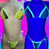 BLACKLIGHT/ UV GLOW Micro Bikinis - Neon Yellow Trim
