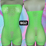 Full Crystal Fishnet Rompers with Scrunch