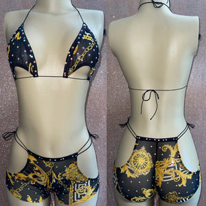 BELLA Short Sets Exotic Dancewear Outfit & Rave Outfit - SHEER