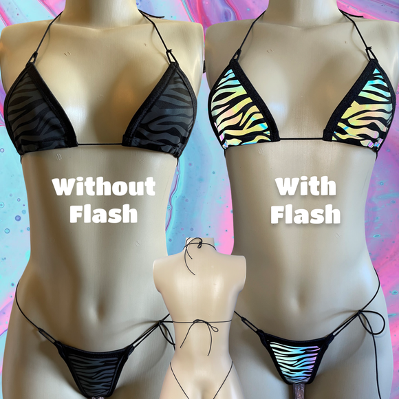 💫SPECIALTY💫 - REFLECTIVE Micro Bikinis - ZEBRA