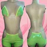 BELLA Short Sets Exotic Dancewear Outfit & Rave Outfit - HOLOGRAPHIC