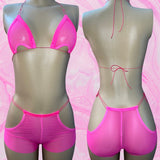 BELLA Short Sets Exotic Dancewear Outfit & Rave Outfit - SHEER