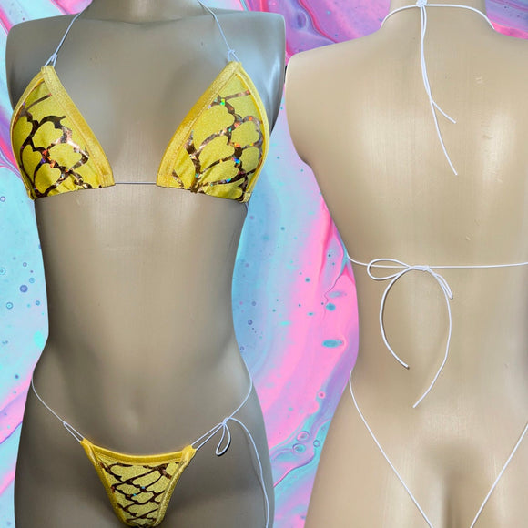 YELLOW HOLOGRAPHIC Micro Bikinis